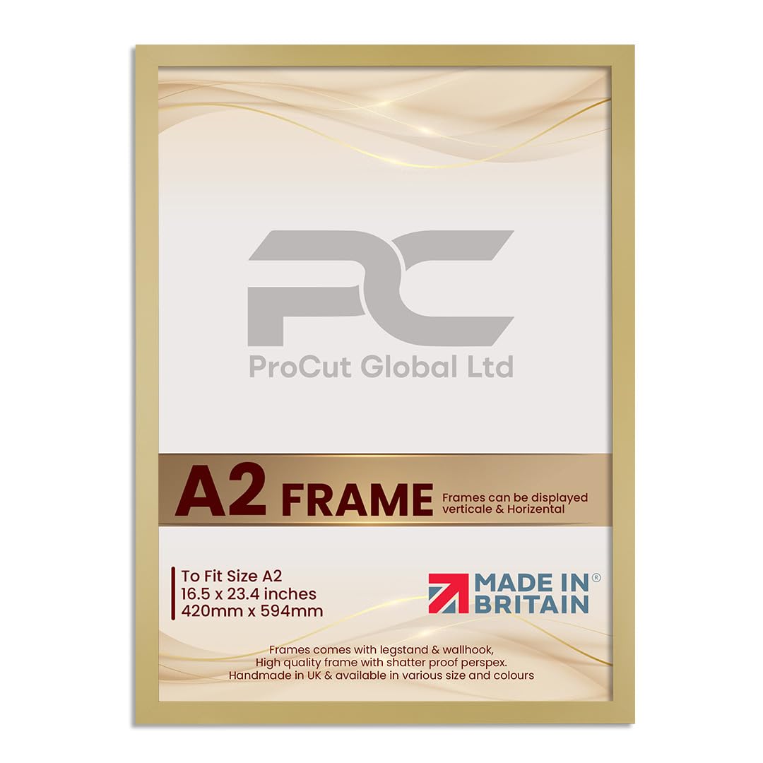 Picture Frames A2 Mustard Yellow - Modern Photo Frame with Shatterproof Perspex for Wall or Tabletop - Ideal for Posters, Certificates & Print - Sizes, Colors & Packs Available