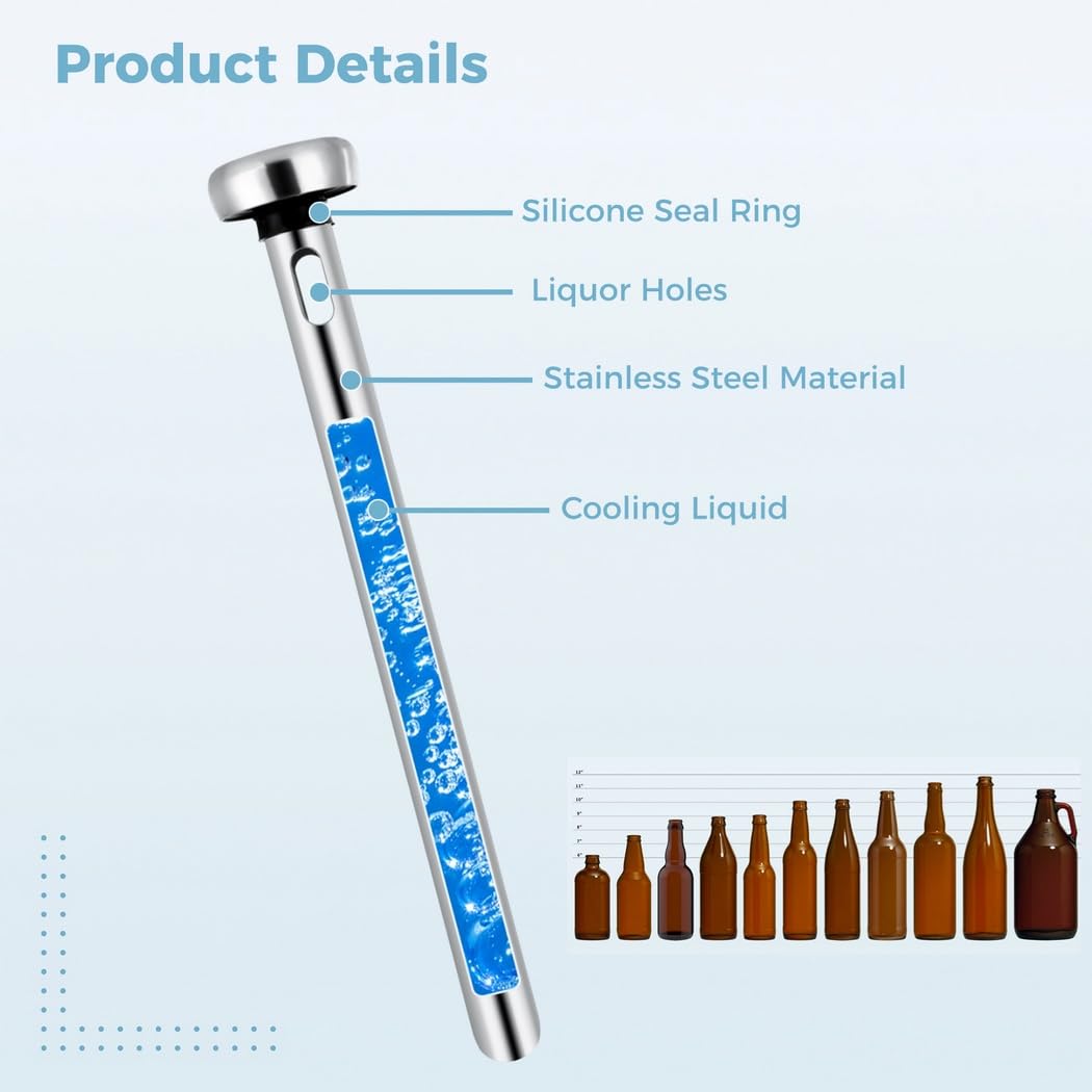 yeeplant 2 Beer Chiller Rods with Bottle Opener, Stainless Steel Beverage Chilling Accessories, Efficient Beer Coolers, Ideal for Travel and Events