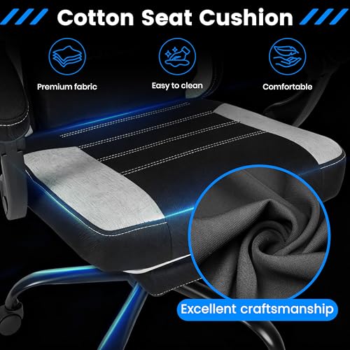 Image of Gaming Chair, Ergonomic Computer Chair with Footrest and Lumbar Support, Height Adjustable Office Chair with 360 Swivel Seat and Headrest (Black)