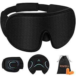 Sleep Mask, Super Soft 3D Contoured Cup Sleeping Mask, Upgraded 100% Blockout Light Sleep Masks for Women Men with Adjustable Strap, Comfortable Concave Molded Eye Covers for Sleeping, Black