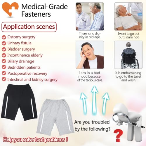 Image of Unisex Incontinence Care Trousers,Urinary Drainage Trouser,Catheter Pant,Fistula Pants,Ostomy Drainage Bag Care Scanties,Double Zippered Pockets Holding 2000ml Catheter Bags Black