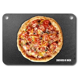 VEVOR Pizza Steel, 20″ x 14″ x 3/8″ Pizza Steel Plate for Oven, Pre-Seasoned Carbon Steel Pizza Baking Stone with 20X Higher Conductivity, Heavy Duty Rustproof Pizza Pan for Outdoor Grill, Indoor Oven