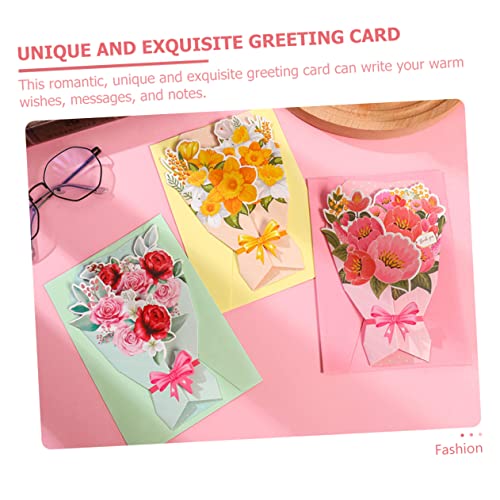 PLAFOPE 6 Pçs Cartão Em Forma De Buquê Flores De Papel Para Funcionários Buquê Cartões De Agradecime