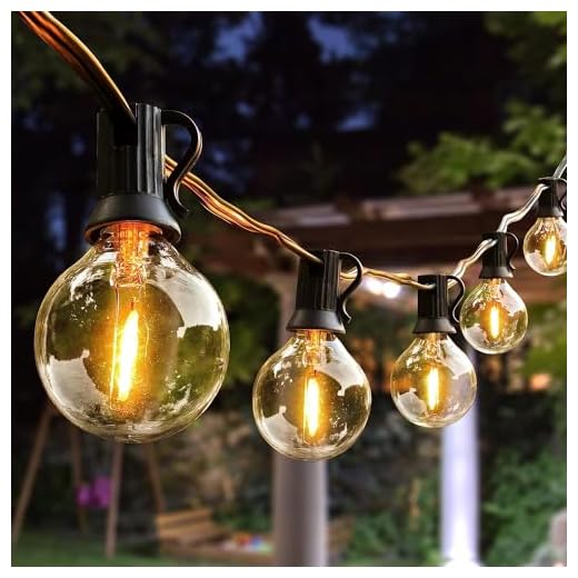 Outdoor String Lights,100ft with 62 Dimmable G40 LED Clear Bulbs UL Approval Waterproof Globe String Lights 1W 2700K Outdoor Lighting for Backyard Porch Cafe Party Wedding Garden (100ft)