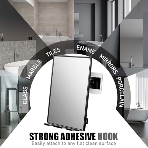 CLSEVXY Shower Mirror for Shaving - with Squeegee, Razor Stand for Shower & Swivel, 360°Rotation Adjustable Bathroom Mirror - Cosy Home Interiors CLSEVXY Shower Mirror for Shaving - with Squeegee, Razor Stand for Shower & Swivel, 360°Rotation Adjustable Bathroom Mirror - Image 4