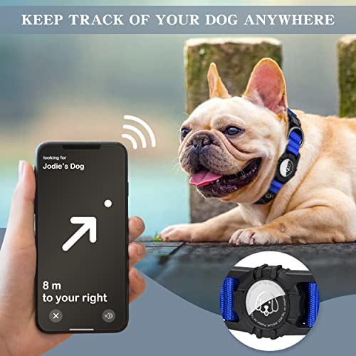 Tagme Led Air Tag Dog Collar, Rechargeable Waterproof Light Up Dog Collars, Adjustable Night Safety Glowing Collar For Medium Dogs, Blue #TOP3