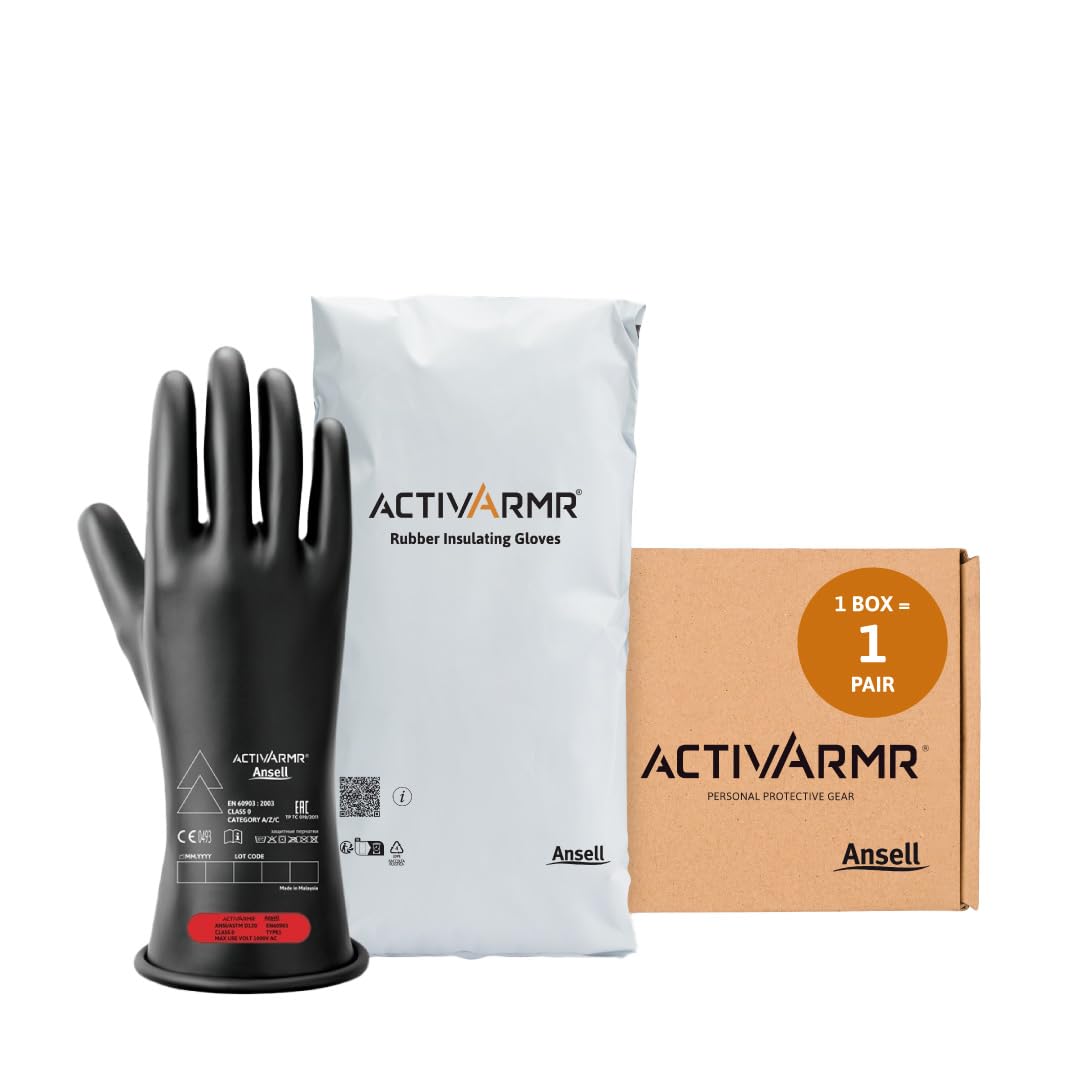 Ansell ActivArmr Electrical Insulating Gloves Class 0 - RIG011B Black 11in 1 Pair, size 7