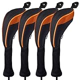 Andux 4 Pack Long Neck Golf Hybrid Club Head Covers Interchangeable No. Tag CTMT-01 (Orange)