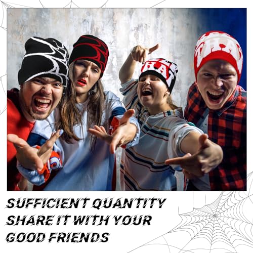 Image of Ramede 4 Pcs Y2k Beanie - Double Sided Graphic Beanies for Men and Women, Acrylic Knitted Y2k Hats Accessories