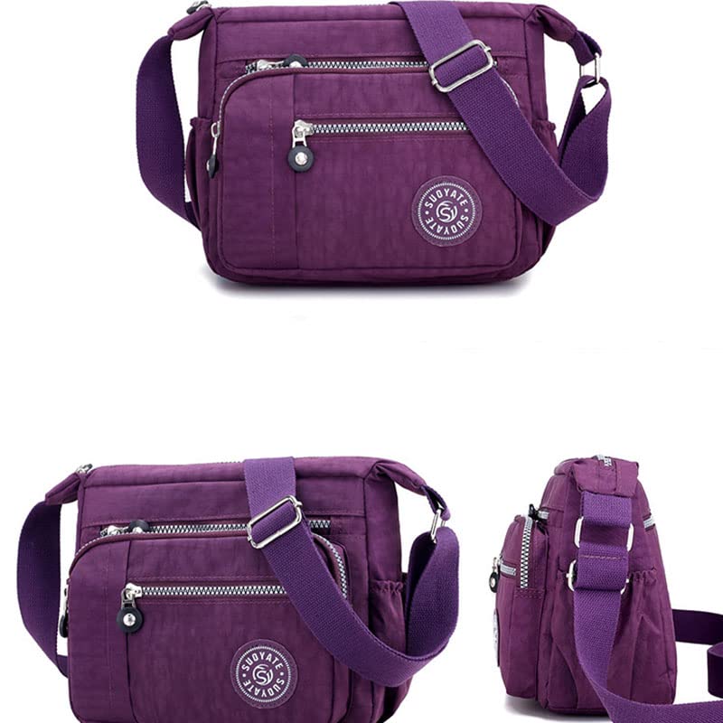 Borsa a Tracolla da Donna, spaziosa, con Tasche Multiple, Borsa a Tracolla da Donna, Borsa a Tracolla con Manico Superiore (Rossa)
