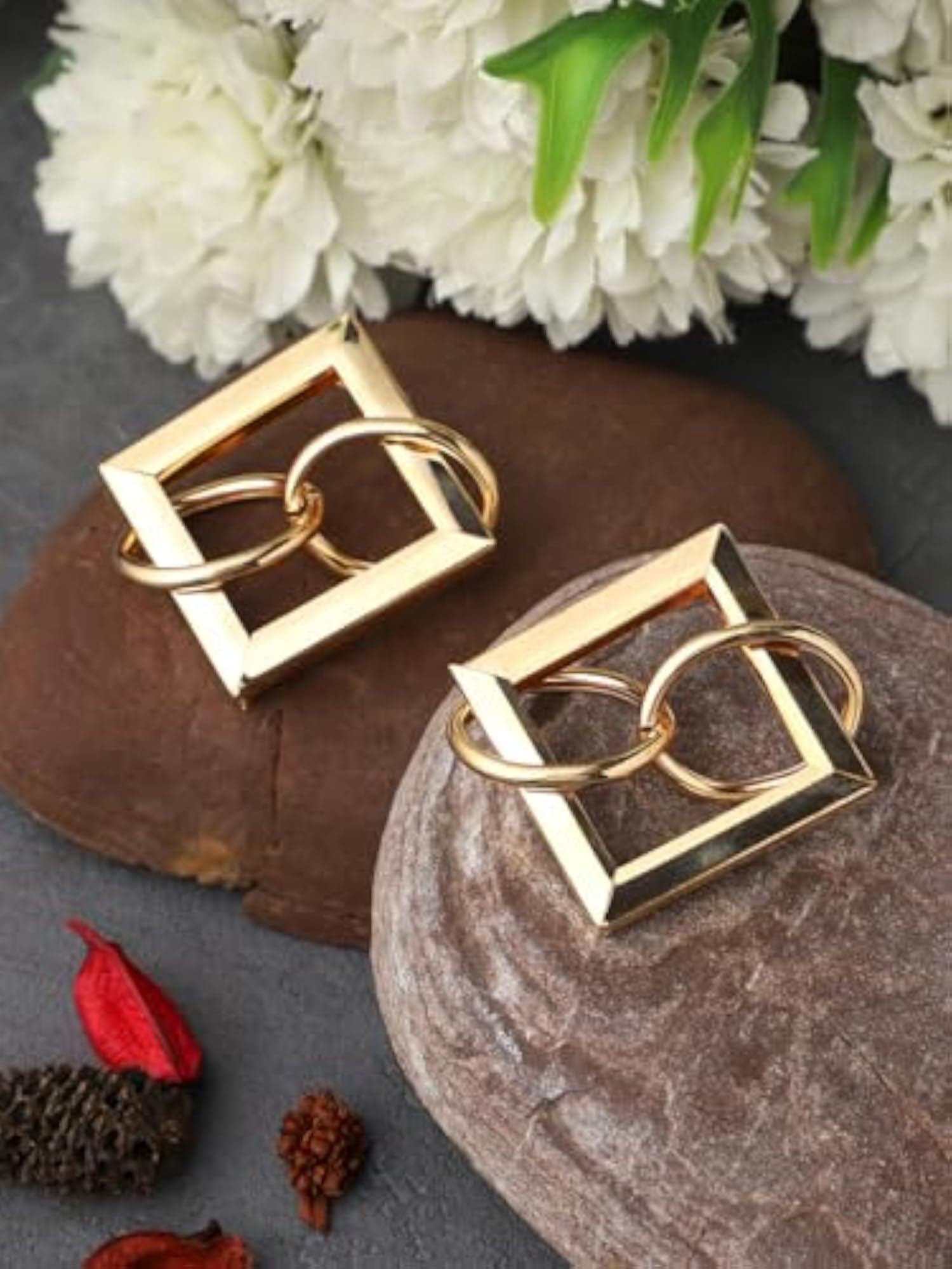 Women's Gold Plated Oxidised Jhumka Earrings, Antique Design