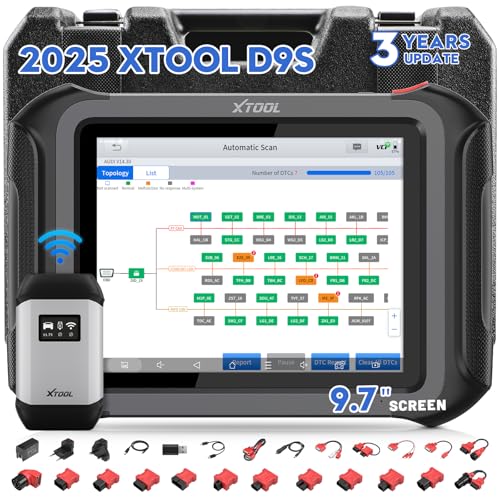 XTOOL D9S Automotive Car Diagnostic Tool: Wireless Bidirectional OBD2 Scanner with Online/Offline ECU Coding, Topology Map, 45+ Resets, All System, V.A.G/B.M.W Guide, PMI, FCA/CANFD/DoIP, 3-Yr Update
