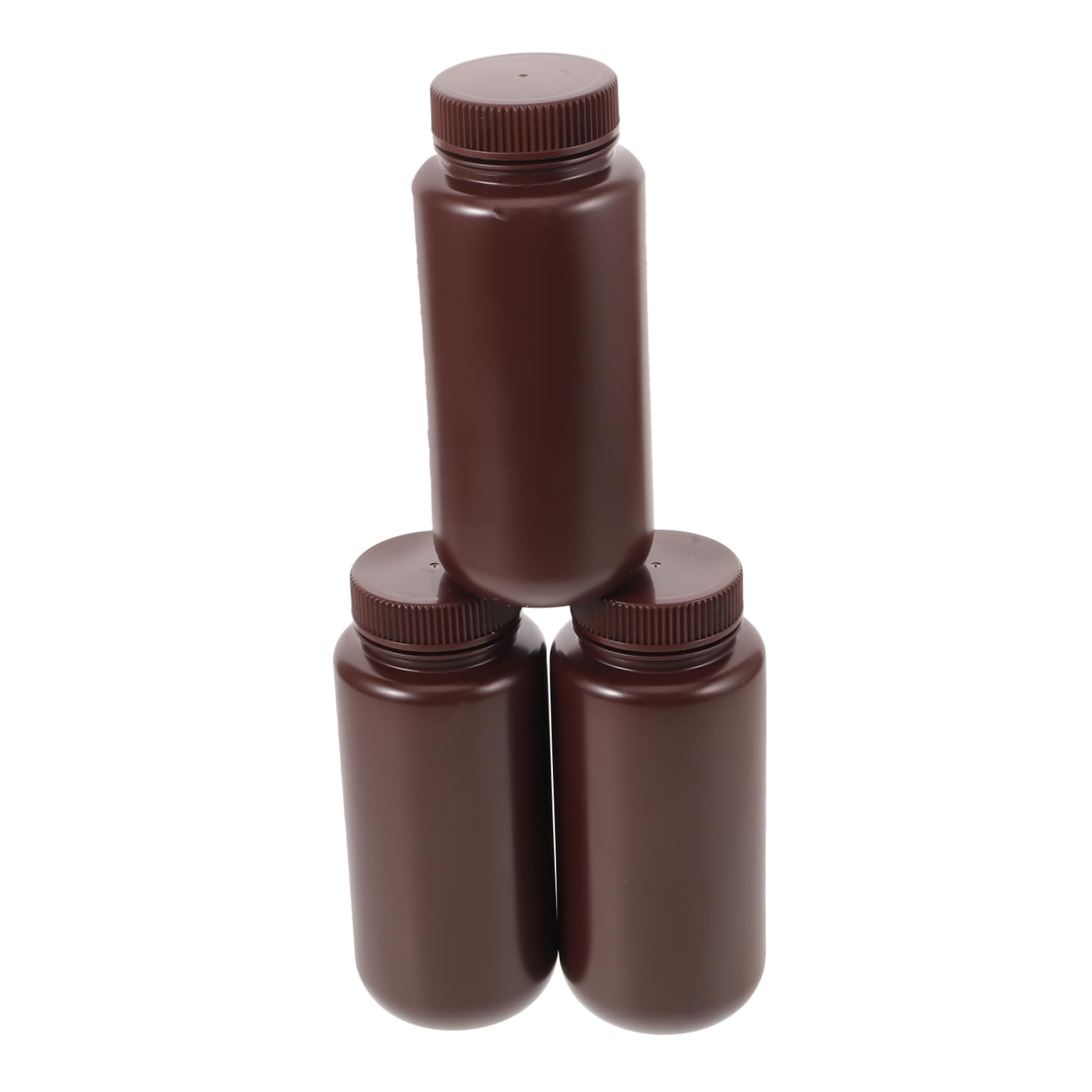 OSOLADY 3pcs Empty Bottles with Caps Round Scientific Container Pill Bottle Sample Sealing Bottle Solid Powder Bottle Small Pill Container Chemical Liquid Bottle Medication Vials Brown Pp