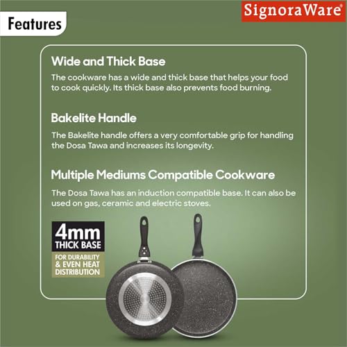 Image of Signoraware Perfecto 6 Coating Non Stick Dosa Tawa | Gas & Induction Compatible | Prevent Sticking & Burning | Ideal for Making Roti, Dosa, Paratha, Pancake & Toasting Sandwiches (28cm | Steel)