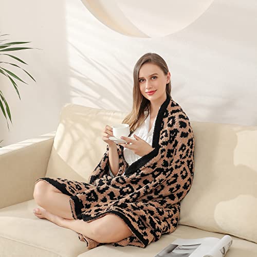Bearberry Fuzzy Leopard Knitted Throw Blanket Soft Cozy Warm Microfiber Blanket For Couch Sofa Bed Travel (Leopard, 50"X60") #TOP3