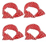 4 Pack Bandanas For Women, Wire Headband Retro Bowknot Polka Dot Wire Hair Holders Red Hairband, 4...