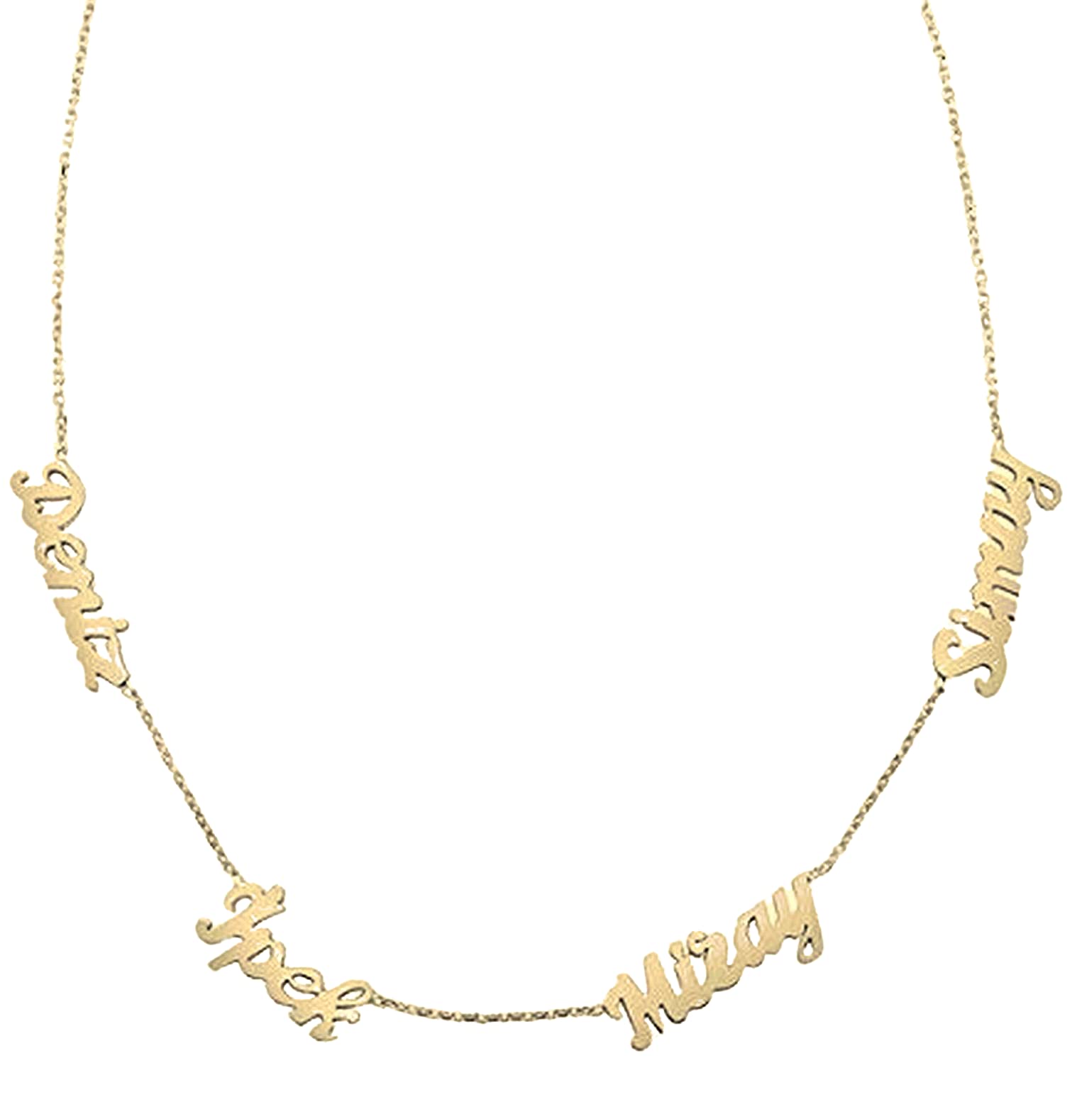 JEWEE DIAMOND 14k Gold Script Font Multi Names Necklace