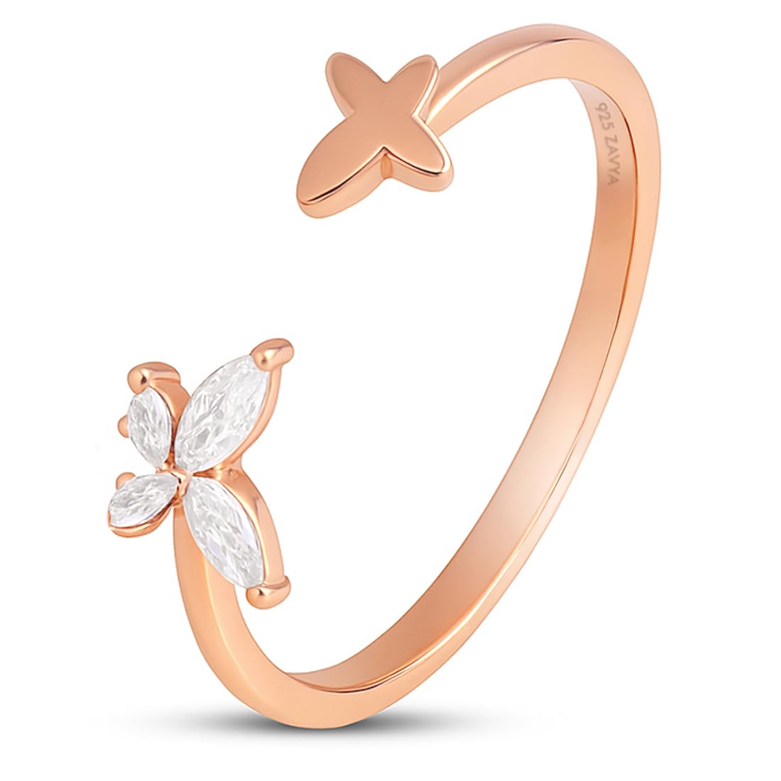 zavya 925 Sterling Silver Butterfly Ring | Majestic Cubic Zirconia Gift Ideas-Women Ring | With Certificate of Authenticity and 925 Hallmark-picture-24