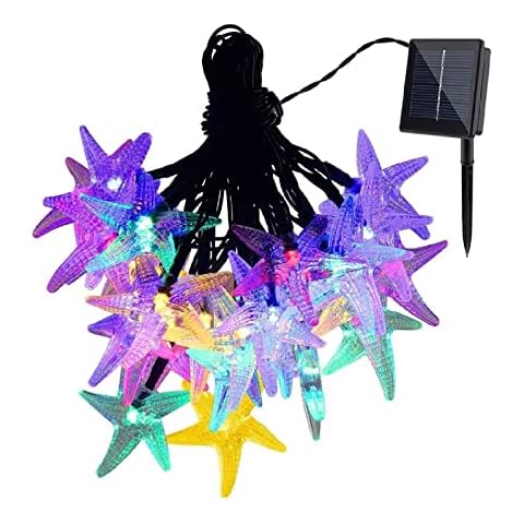 Solar Outdoor Garden String Lights 20ft 30LED Solar Powered Starfish Fairy String Lights Garden Lights for Wedding Party Patio Home Christmas Tree Decorations Cover