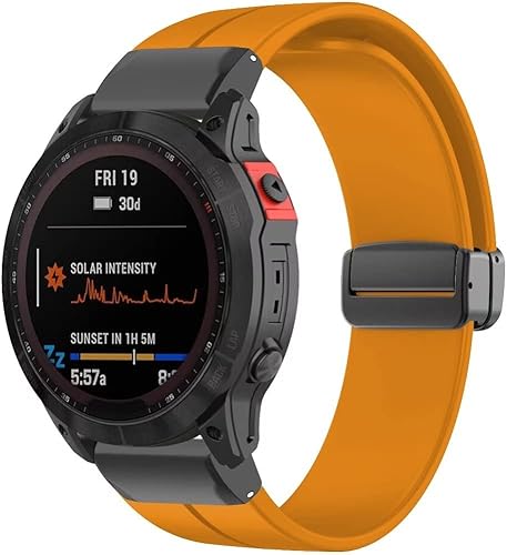Correa deportiva Conm para Garmin Fenix 7x76x Gps65x5, correa magnética de repuesto de silicona de 0.866in y 1.024in
