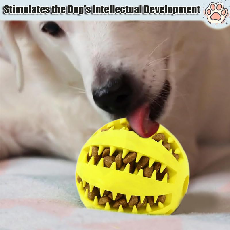 HUIQIHANG 2PCS Pets Little Dog Treat Toys Ball Dog Puppy Tooth Cleaning Features 5cm x 5cm Puppy Puzzle Stimulation Interactive Boredom Dental Care Toy (Blue+Yellow) - Image 4