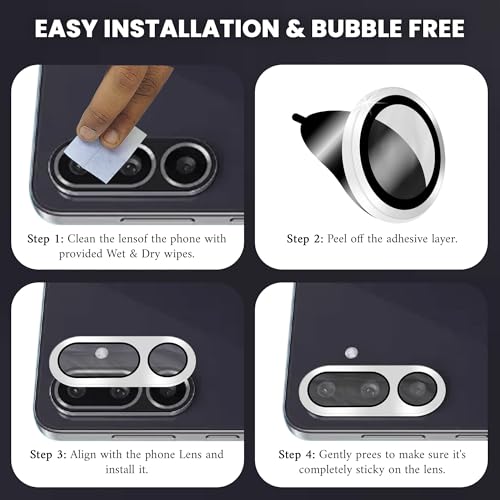 Image of ArmourPro Camera Lens Tempered Glass for Samsung Galaxy M36 Tough HD Individual Aluminum Alloy Rings 9H Camera Cover, Scratch-Resistant,Camera Lens Protection| Silver, 1 Pack