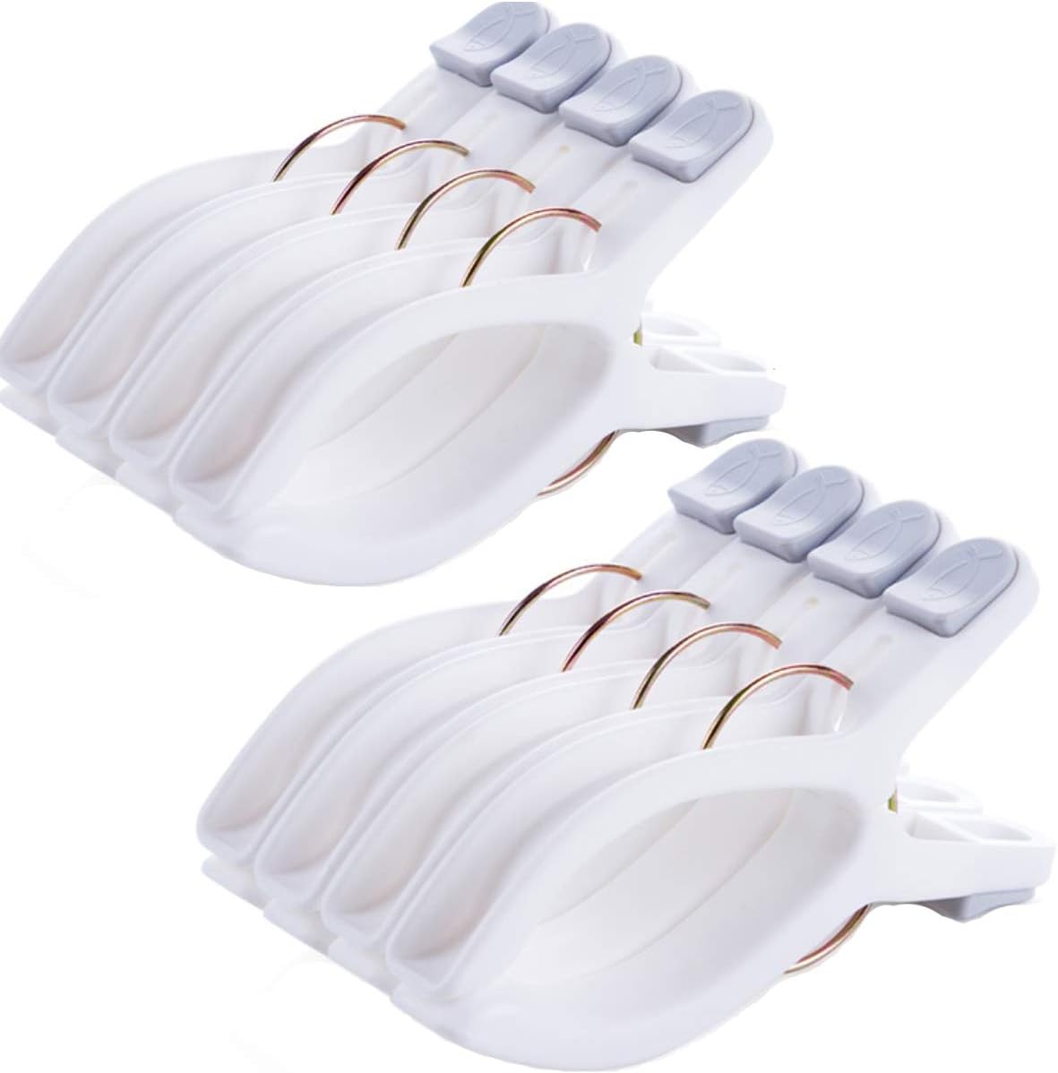 Foshine 8 Pack Large Clips for Beach Chairs, Plastic Clothes Clips White | Jumbo Size Towel Clamps Lounge Pool Chairs,Clamps Large for Cruise Vacation