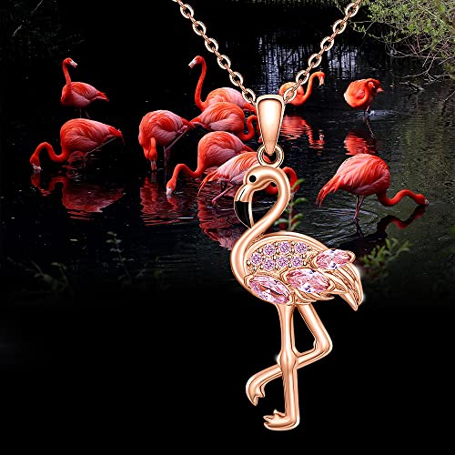 Flamingo Necklace for Women Sterling Silver Pink Flamingo Gifts for Women Bird Pendant Flamingos Jewelry4