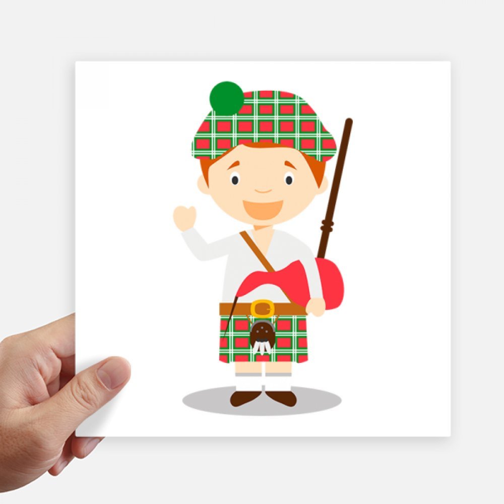 Stickers cuadrados de Escocia rojo y verde de 20cm para pared y maleta pack de 4