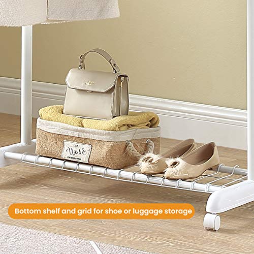Liamee Adjustable Clothing Rack For Hanging Clothes, Heavy Duty Garment Rack With Wheels,Free Standing Rolling Clothes Rack With Shelf & Grid thumb #7