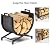Tocozy Firewood Rack Indoor and Outdoor, 22 inches Small Fire Wood Holder Log Storage with Carrier Bag for Indoor Fireplace Hearth or Outdoor Patio, Rustproof Iron Wood Stacking Rack, Black