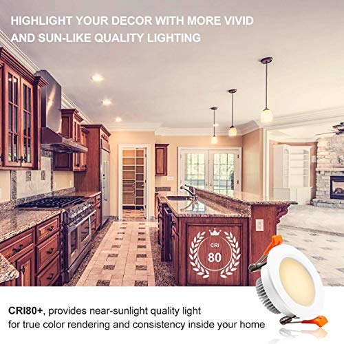 Ygs-Tech 3 Inch Led Recessed Lighting Dimmable Downlight, 5W(40W Halogen Equivalent), 3000K Warm White, Cri80, Led Ceiling Light With Led Driver (10 Pack) #TOP1