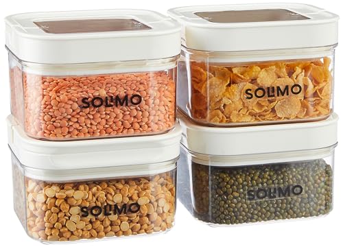 Amazon Brand - Solimo Airtight Plastic Storage Jar and Container Set-I | BPA Free | Multipurpose Storage | 450ml each, Set of 4 (White) (B0CHY7Z89C) Amazon Price History, Amazon Price Tracker