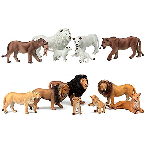 Figurines de lions de la jungle et du zoo musykrafties lot de 13 miniatures en plastique