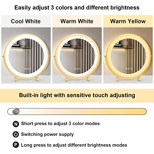 Avzear Dressing Table, Vanity Table With Lighted Mirror Makeup Dressing Table With Large Drawer And 4-Drawer Chest, 3-Color Touch Screen Dimmable Mirror With Cushioned Stool (Black) #TOP4