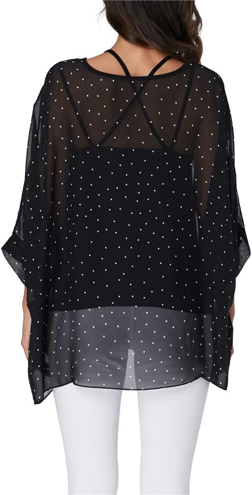 Nicetage Boho Top Sheer Dressy Blouse Chiffon Blouses for Women Sheer Poncho Flowy Batwing Tops Cruise Wear - Image 6