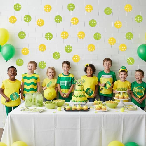 Image of Glitter Pickleball Cutouts - 100Pcs Green Yellow Sport Ball Bulletin DIY Paper Cuts Party Decoration Pickleball Shaped Glitter Paper Cutouts for Sport Party Supplies Birthday Classroom Wall Decor