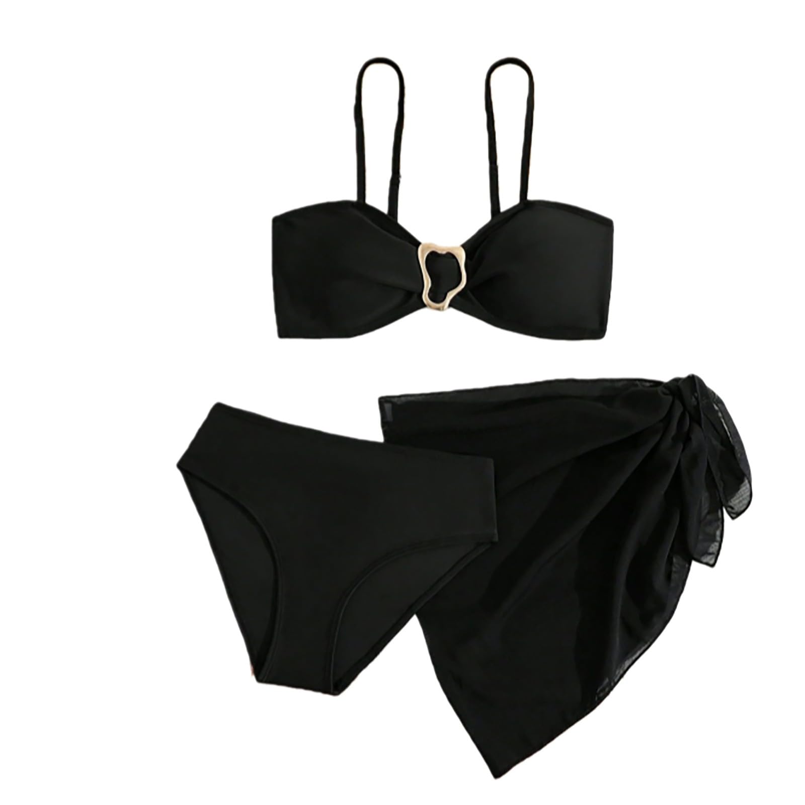 Maillot De Bain 2 Piece Fille 12 Ans Maillot de Bain Deux pièces pour Fille avec paréo Assorti Ensemble Bikini Taille Haute élégant et Confortable pour Adolescentes