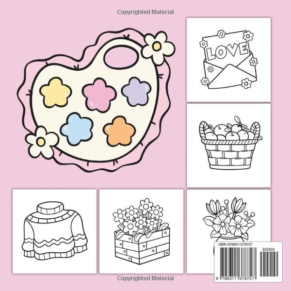 Cute & Groovy: 50 Bold And Easy Coloring Book For Adults, Teens and Kids, Simple and Big Designs for Relaxation And Stress Relief Featuring Lovely Things. (Bold & Easy Coloring Book) - Image 2