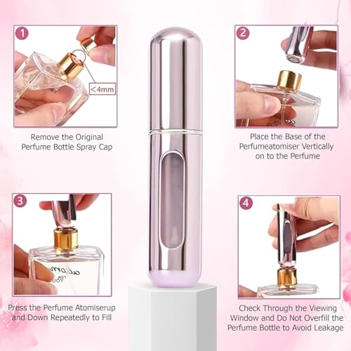 Image of PACK OF 04 Mini Perfume Refill Bottle 5ml, Portable Refillable Perfume Atomizer Spray Bottle for Travel, Leakproof Pocket Size Fragrance Dispenser for Men & Women, 5ml (Multicolour)
