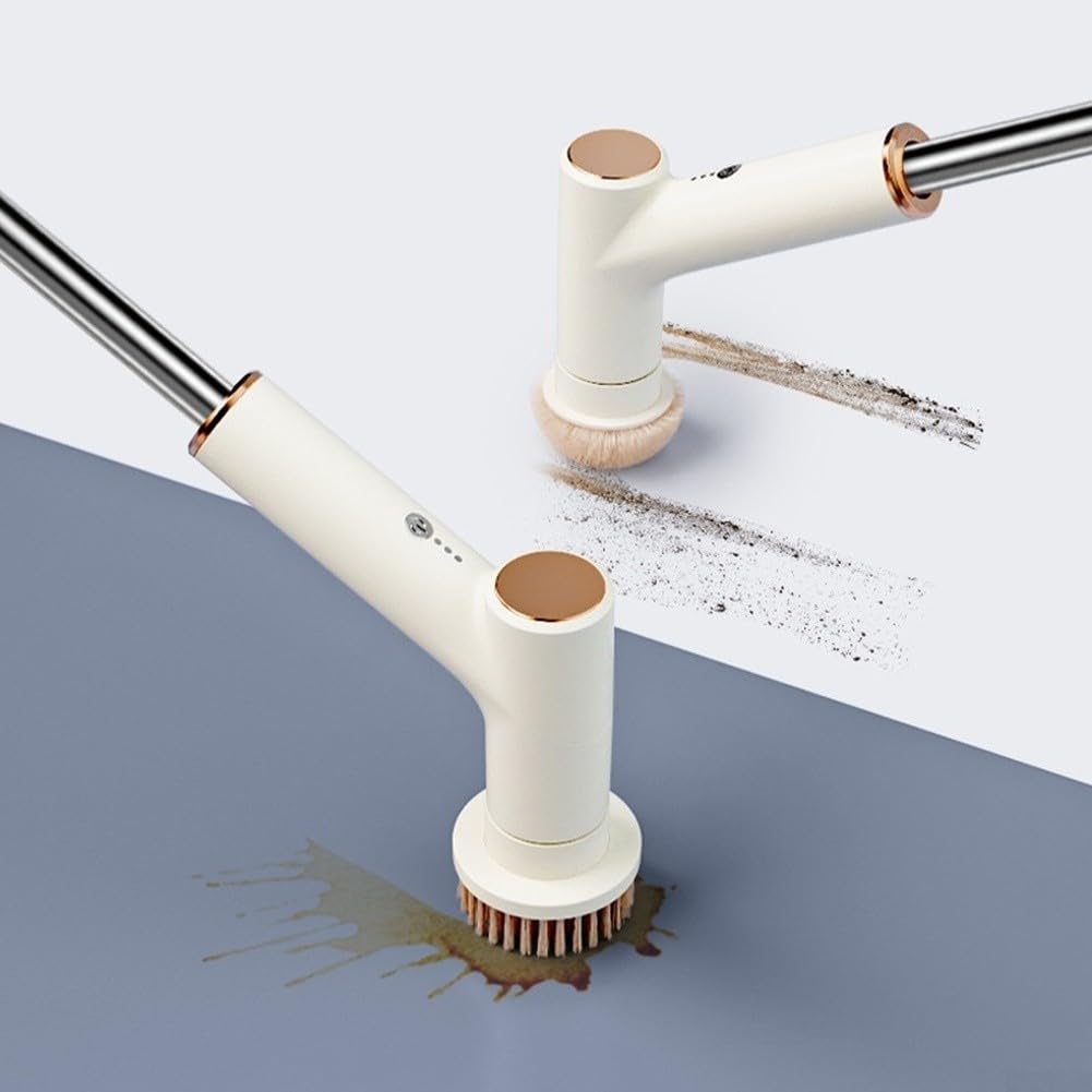 Cepillo de limpieza eléctrico giratorio 7 en 1 inalámbrico con mango extensible para baño, lechada, ducha, pared, suelo, cocina, bañera, impermeable, para herramientas eléctricas, acero inoxidable