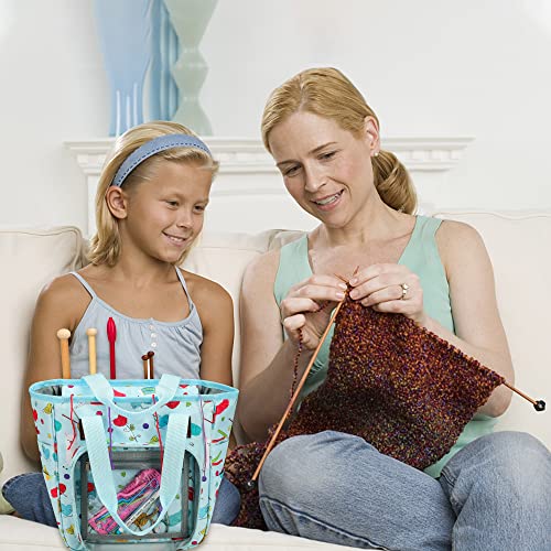 Looen Yarn Knitting Storage Tote-Large Capacity Crochet Organizer Portable Travel Bag with Shoulder Strap Crochet Hooks Case for Unfinished Bulk Project - Thumbnail 6