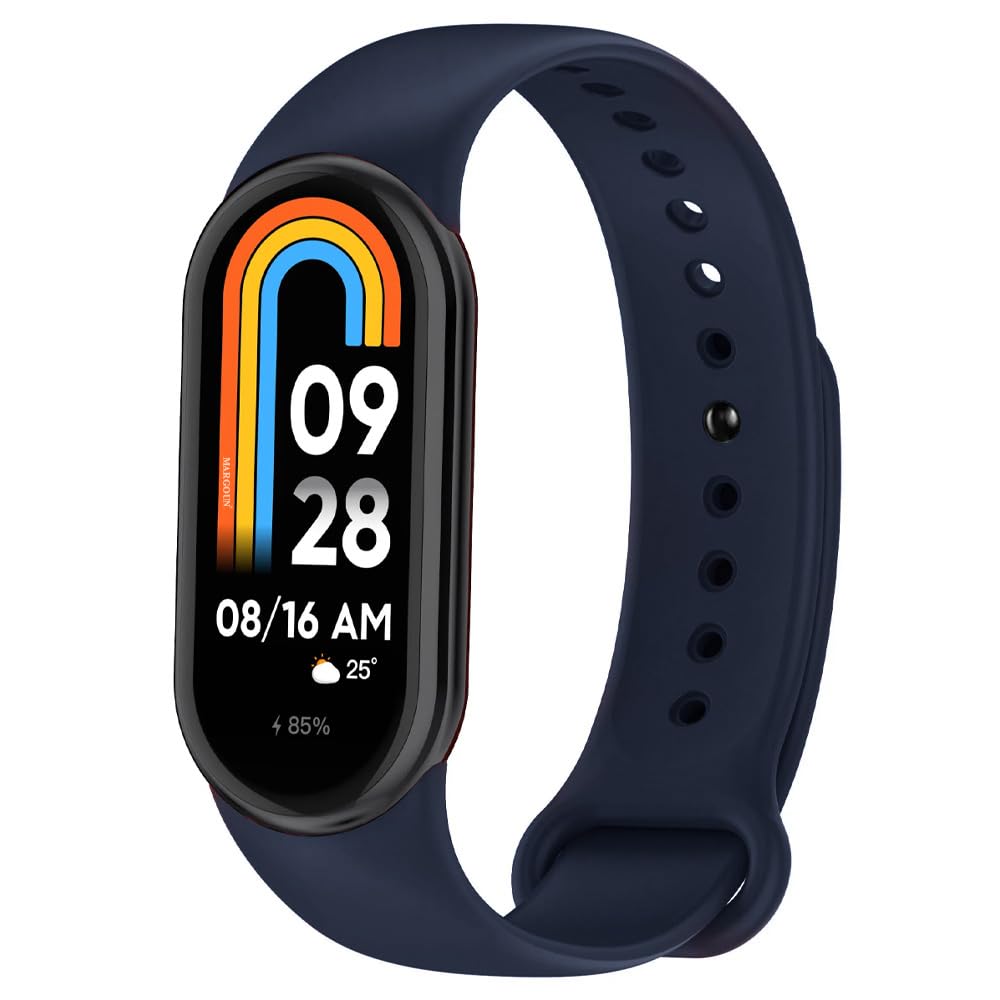 MARGOUN For Xiaomi Mi Band 9/8 Strap Silicone Watch Band Smartwatch Made of TPU, Adjustable Length, Comfortable and Breathable Wristband Replacement Strap