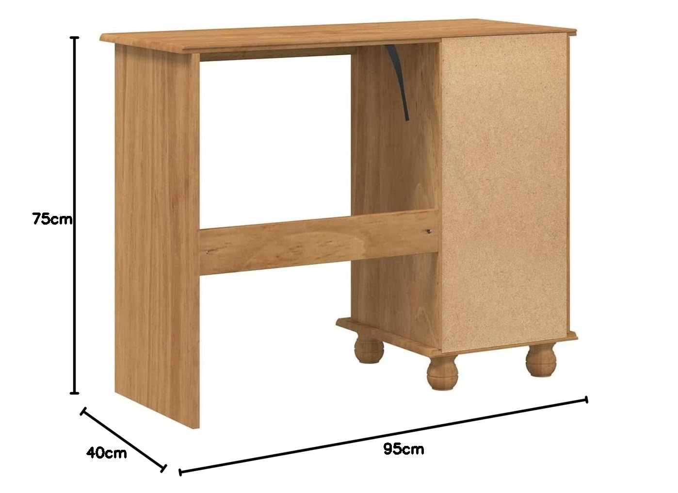 Scrivania ASKIM 95 x 40 x 75 cm, legno massello di pino marrone, 4 cassetti, design moderno, robusto piano di lavoro per casa, ufficio, soggiorno