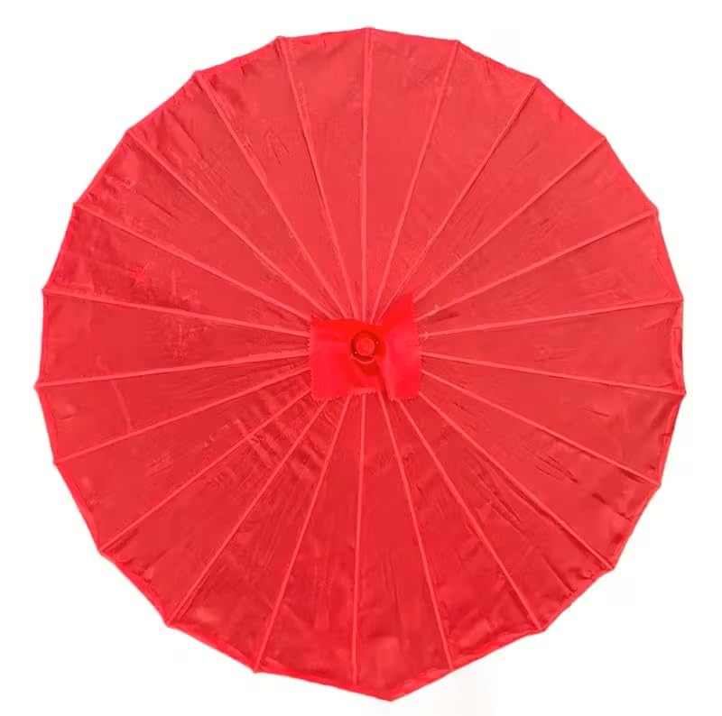 the decor affair 1 Pcs Plain Bamboo Cloth Parasol Umbrella Great for Wedding Party Favor (Red)-picture-11