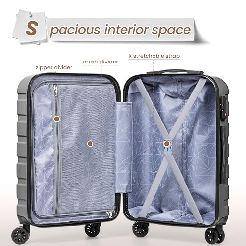 Image of AnyZip Luggage PC ABS Hardside Lightweight Suitcase with 4 Universal Wheels TSA Lock 20 24 28 Inch, Silver, 3 piece set (20 /24 /28), Fashion