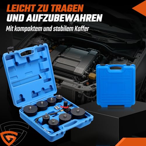 GEARMONSTER 9tlg Turbolader Ladeluft System Adapter Satz Ladeluftkühler Abdrücksatz Tester Prüfwerkzeuge für Ladeluftschläuche, Abgasturbolader und Kompressorsysteme