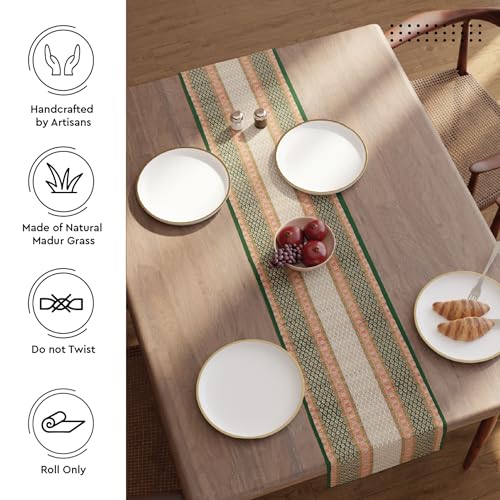 Image of Encasa XO Dining Table Runner 4 Seater, Handcrafted Madurkathi River Grass