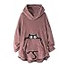 Produktbild MRULIC Damen Winter Wärme Softshell Pullover Flauschige Kapuzenpullover Mantel Fleece Fell Hoodie Sweatshirt Mantel Parka (EU-40/CN-L, B-Pink)