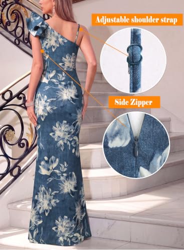 Image of VFSHOW Womens Ruffle One Shoulder Formal Prom Gala Maxi Dress Evening Gown